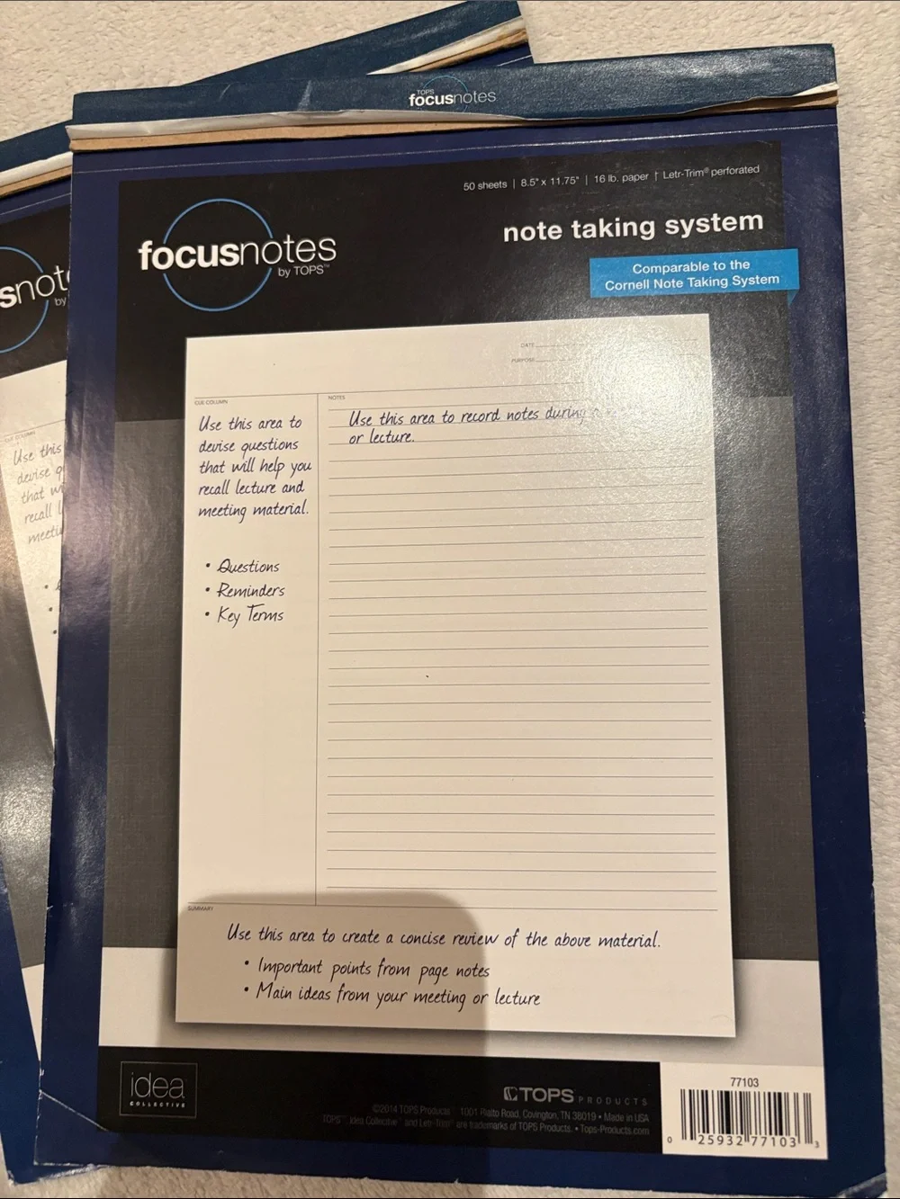 Focus Notes: 2 loose leaf 100 pages, 2 50-page notepads